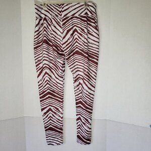 Women's NCAA Arkansas Razorbacks Zebra Print Leggings Size XL Red Stripes